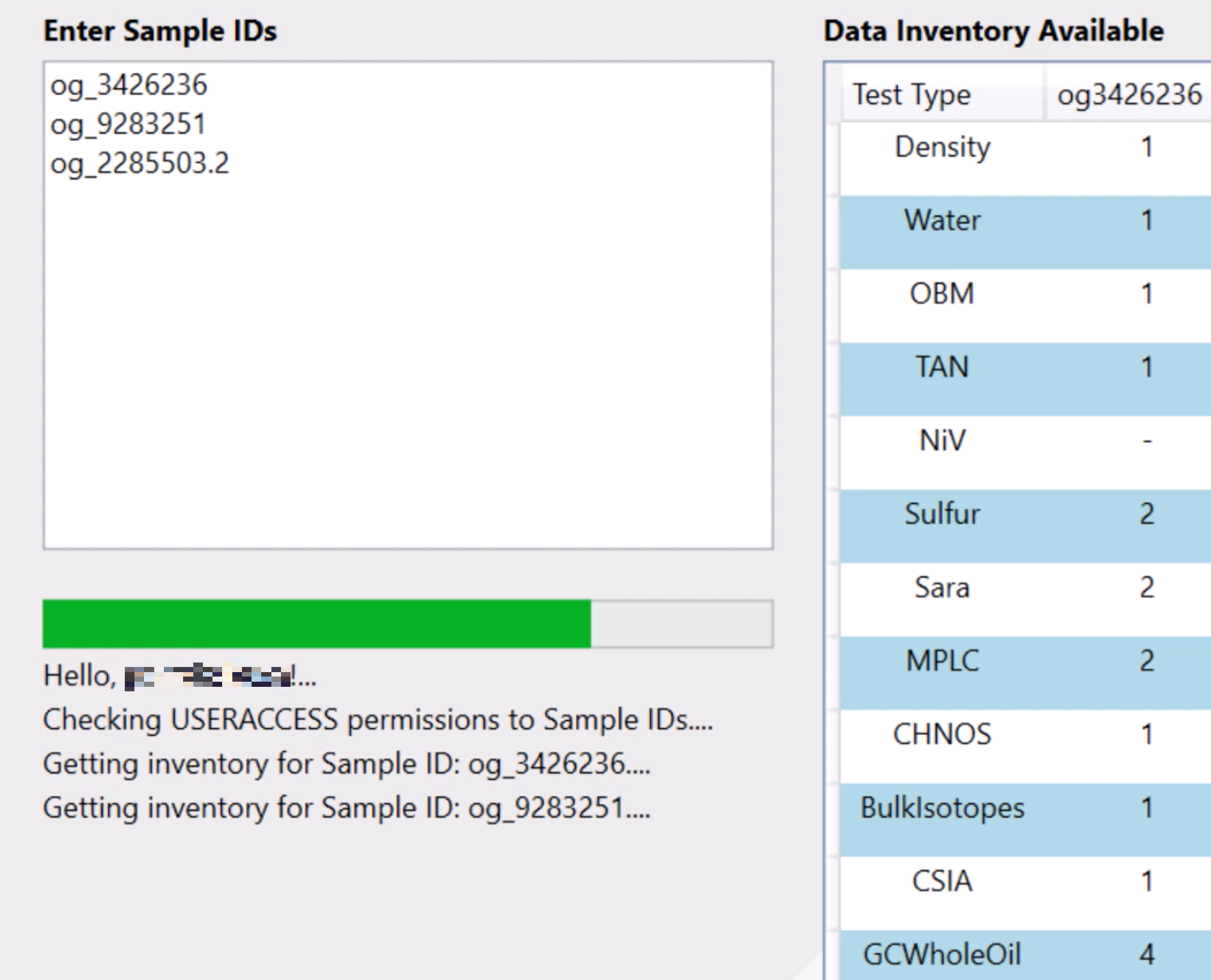 Automated geochemistry report